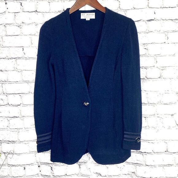 St. John Jackets & Blazers - St. John Collection By Marie Gray Women's Classic Collarless One-button Blazer J